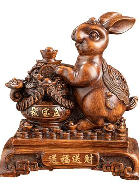 树脂手工工品好玉兔十二创生肖兔子FT347摆件意桌面玄关家居物礼