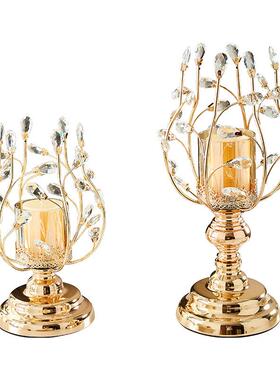 欧式轻奢摆设品复古金属蜡烛台摆件美式餐桌浪漫烛光家居茶几装饰