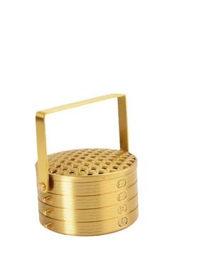 宏达黄铜创意烤色蒸屉蒸蒸日上熏香炉中式家居铜炉摆件