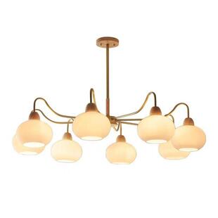 柿子客厅灯法式复古原木风吊灯现代简约创意大厅主灯广东中山灯具