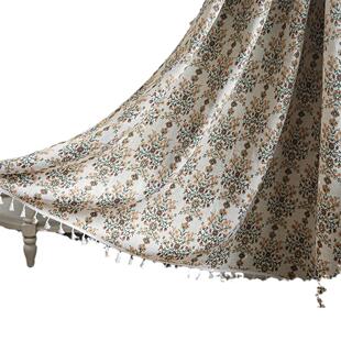 窗帘绿色花朵提花流苏窗帘巾成品厨房帘飘窗半遮光工厂直