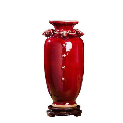 景德镇陶瓷器花瓶钧瓷三羊尊家居装饰品客厅博古架工艺品桌面摆件