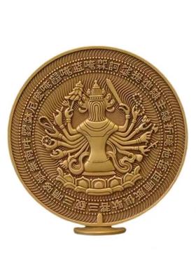 准提镜黄铜佛母宝镜随身镜客厅家用精工凸面镜仿古铜镜佛桌面摆件