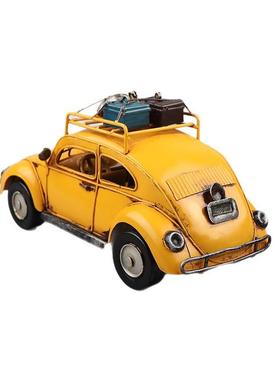 爆款大众甲壳虫旅行轿车模型复古铁皮工艺品怀旧老式收藏品摆件