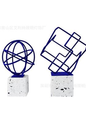 简约创意金属几何摆件样板间软装售楼处书桌家居装饰品