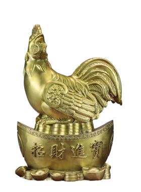 铜公鸡摆件纯黄铜元宝鸡手工艺品家居摆件生肖进宝鸡公母鸡