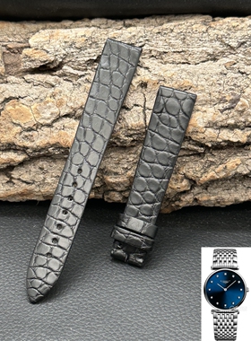 梦诗纯表行 适配浪琴优雅系列L4.512 L4.905手表鳄鱼皮表带16mm