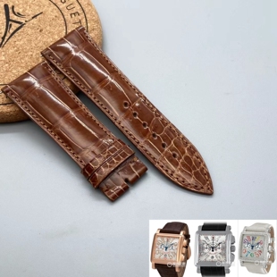 梦诗纯表行 适配FM法穆兰10000手表鳄鱼皮表带 真皮带 27mm