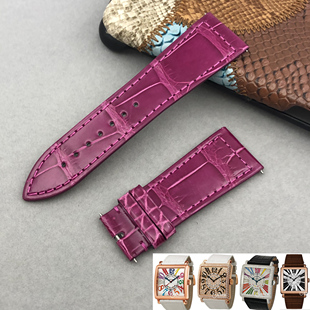 梦诗纯表行 适配法穆兰FM6000 6002手表表带 鳄鱼真皮表带23 26mm