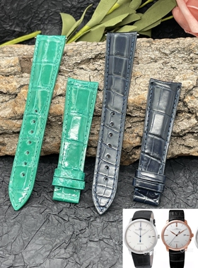 梦诗纯适配GP芝柏表1966系列49525  49551手表鳄鱼皮表带弧形20mm