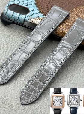 梦诗纯适配卡地亚猎豹山度士W2SA0017 WSSA0022 鳄鱼皮表带18 21