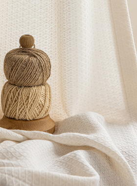 日式纱帘透光不透人棉麻窗帘奶油风卧室客厅飘窗阳台纱半遮光窗纱