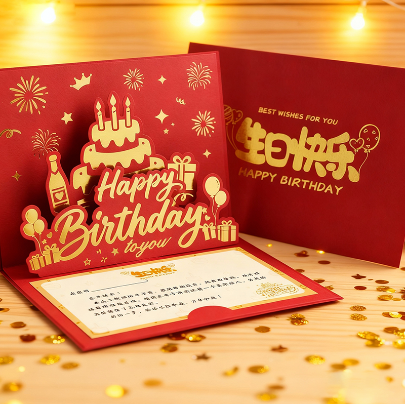 生日立体贺卡定制烫金商务企业感恩感谢客户员工创意祝福打印卡片