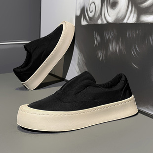 冬季 运动鞋 新款 男士 防滑厚底透气轻便懒人一脚蹬板鞋 回力帆布男鞋