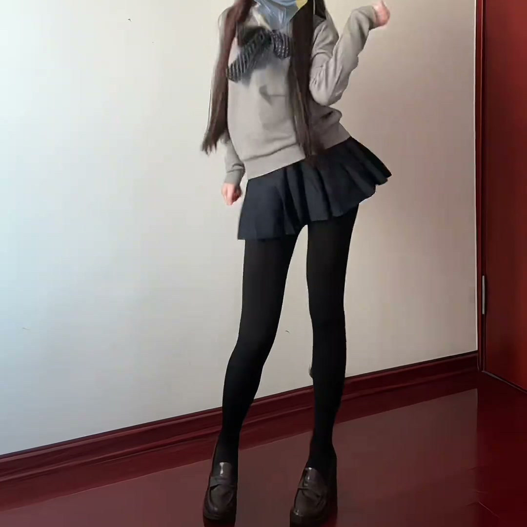 2026年秋季黑色连裤袜女显瘦美腿光腿神器打底袜薄款修腿塑形极简