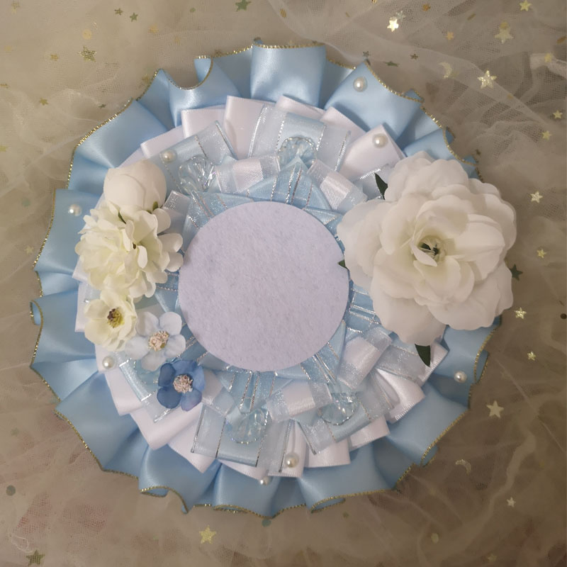 原创设计7cm天蓝白色大白色花朵痛包装饰物Lolita装饰徽章托谷美