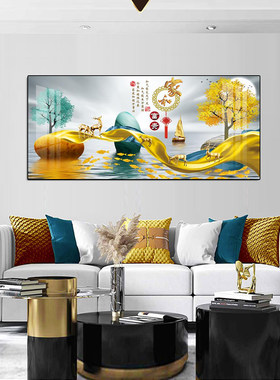 客厅装饰画家和富贵现代横版玄关轻奢单幅挂画沙发背景墙壁挂画