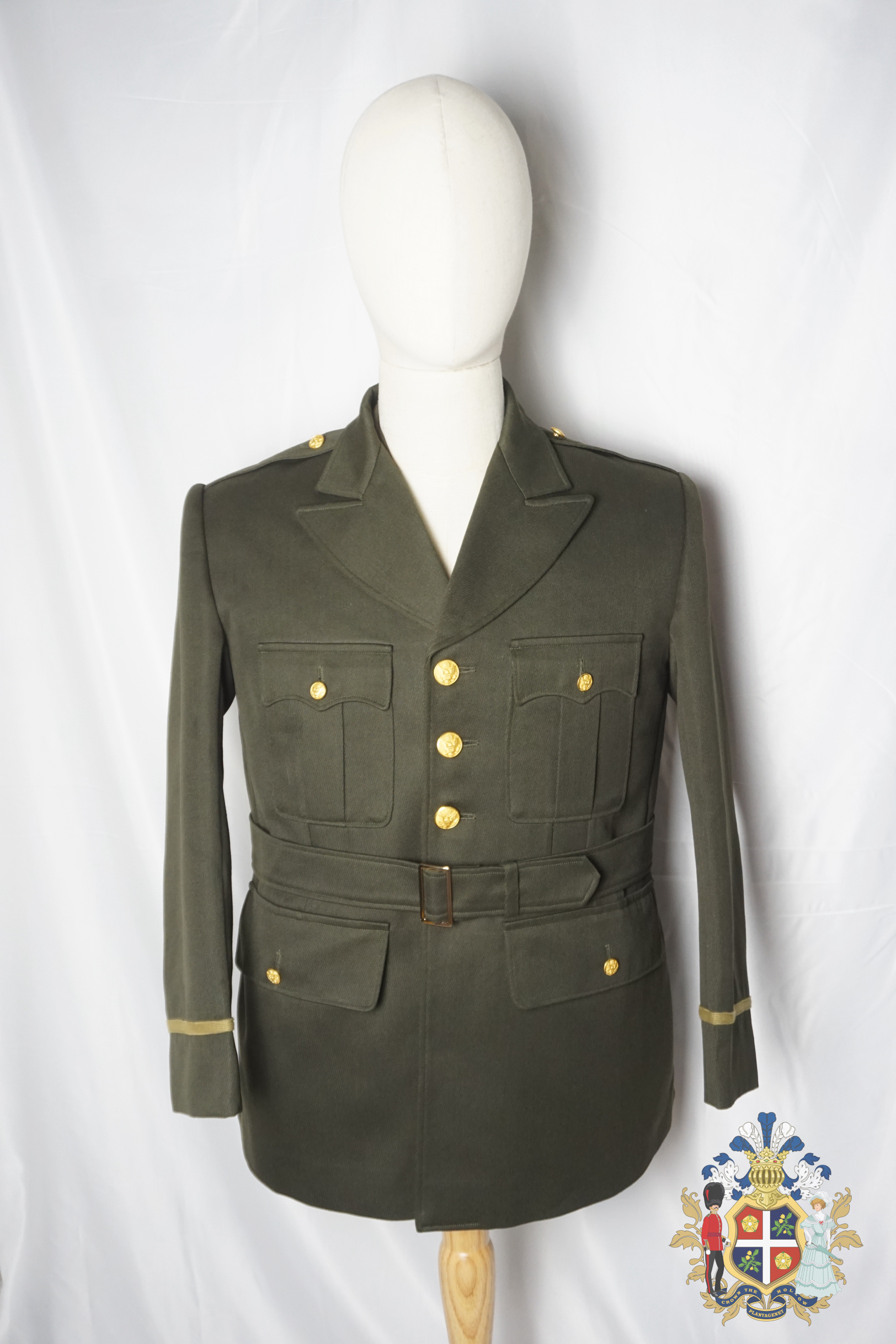 二战美军US Army陆航飞虎队军官重磅马裤呢面料橄榄绿常服