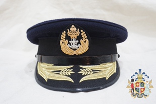 民国北洋军阀时期海军将官金属丝刺绣帽徽大檐帽