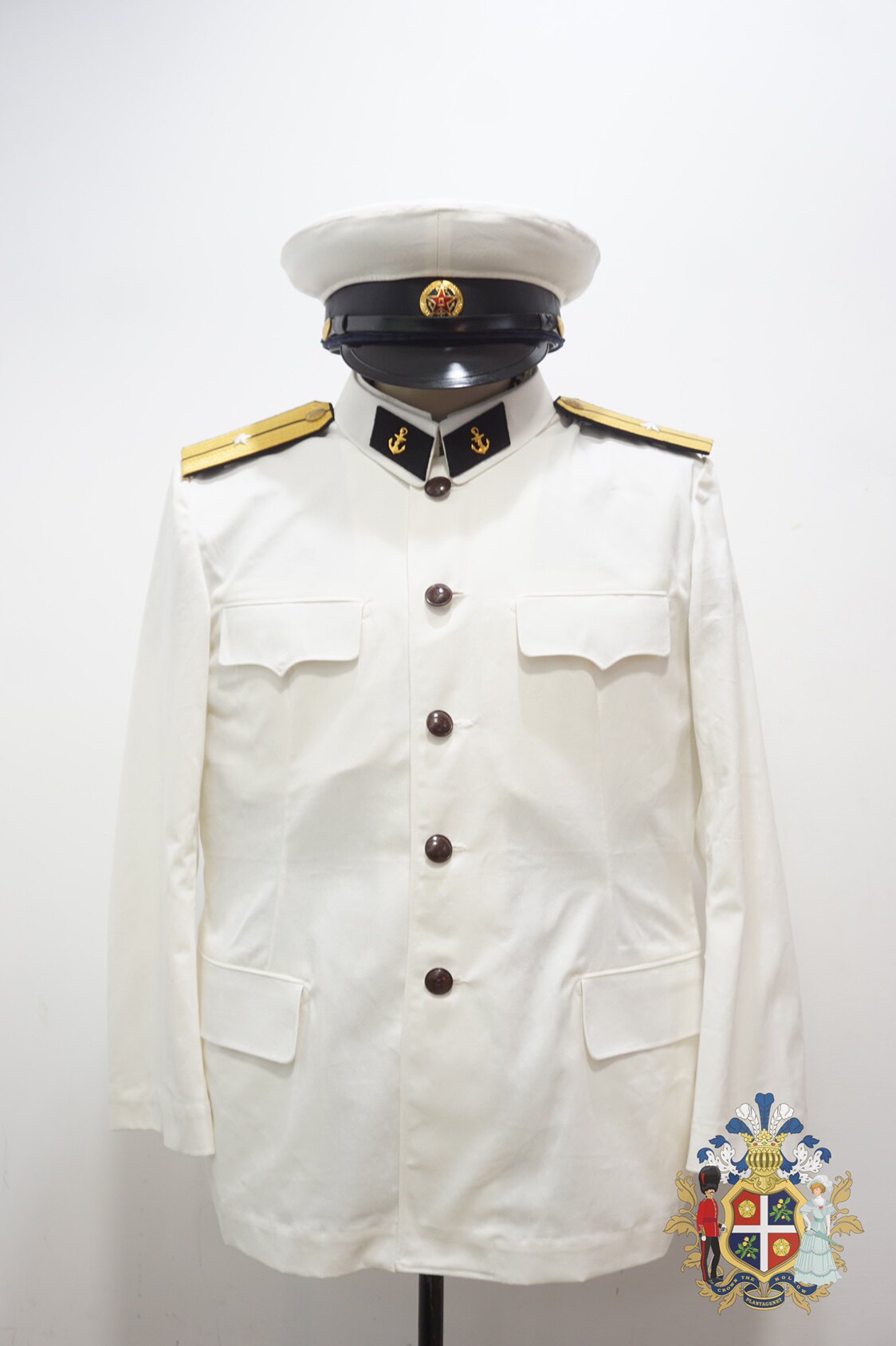55海尉夏季白上蓝下斜纹棉布常服