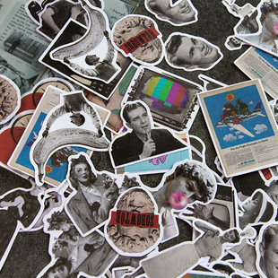 欧美风手账贴纸译制大片复古怀旧人物盐系手帐拼贴素材纸装饰贴画