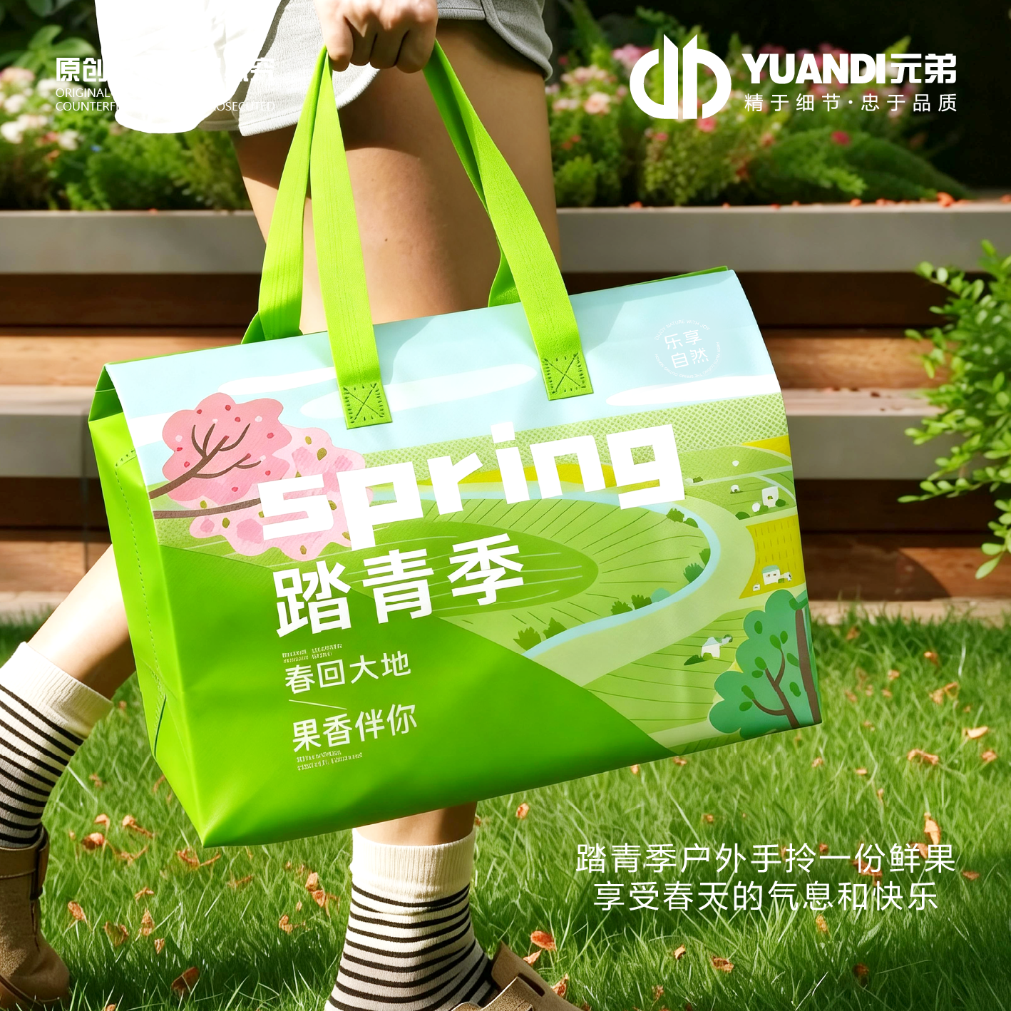 爱天元·踏青季无纺布铝箔大号水果手提袋保温封口手提袋防水,餐饮具,保温袋,淘宝优惠券,粉丝福利购,淘宝优惠卷