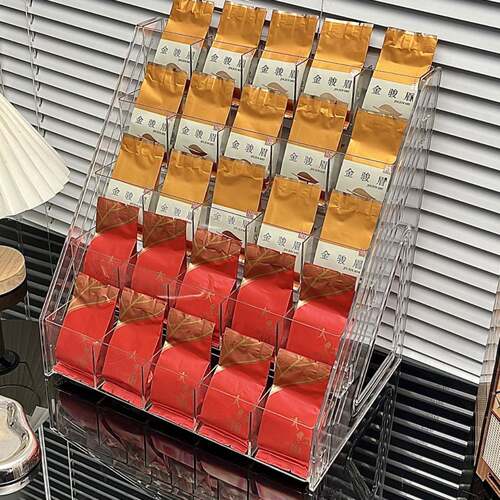 茶叶店专用茶包亚克力陈列架分格