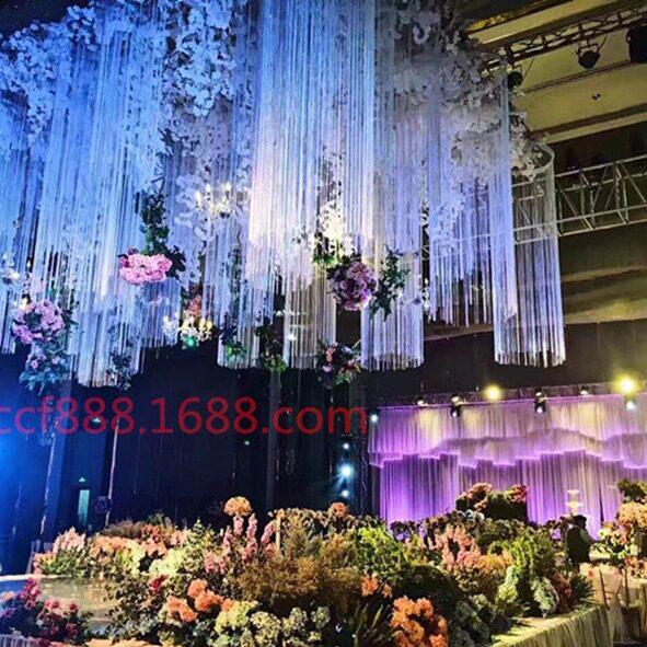 3宽*1米加粗扁银丝装线帘外贸流苏 婚吊庆顶摩天轮饰隔断米窗.