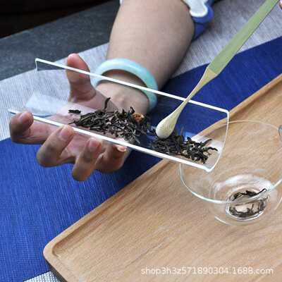 收藏手作玻璃茶则磨砂茶荷金属