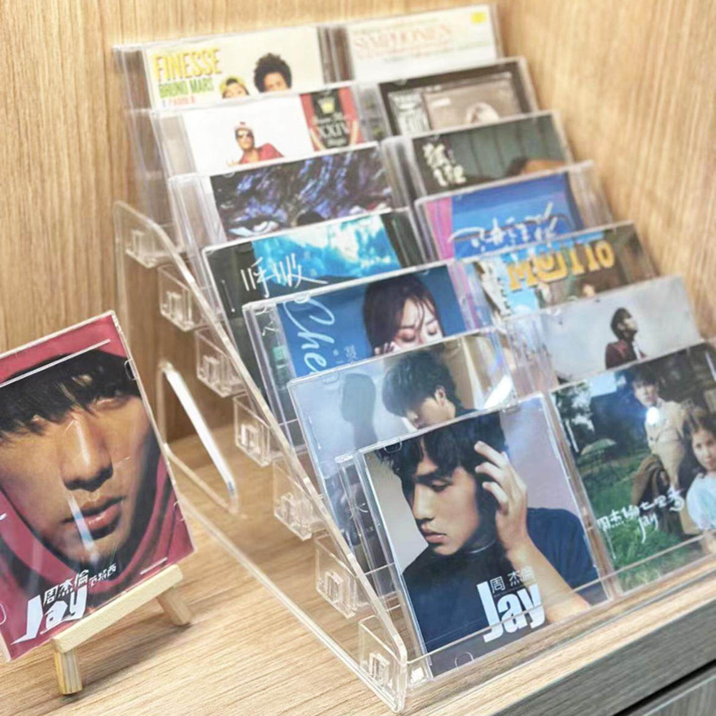 专辑展示架cd收纳盒碟片光碟收藏架子周边唱片磁带存放桌面整理盒