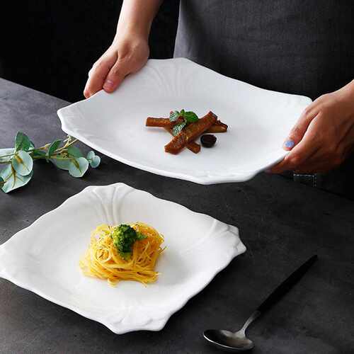 创意牛排盘子纯白西餐盘方盘家用