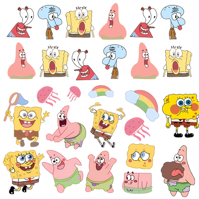 海绵宝宝卡通趣味遮挡划痕车贴纸