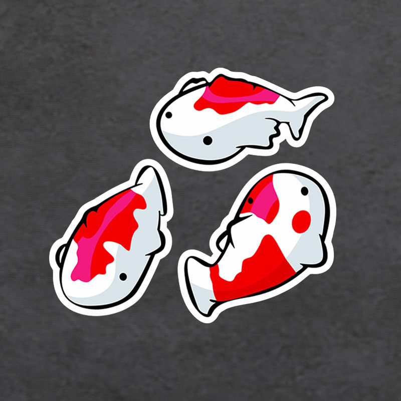 卡通锦鲤鱼汽车贴纸电动车装饰行李箱反光防水划痕遮盖贴个性创意