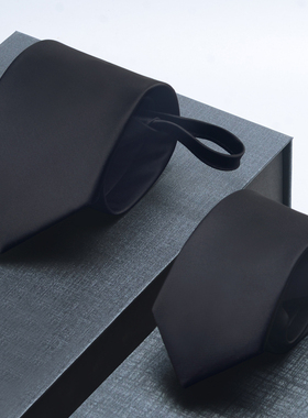 春季黑领带拉炼炼式男女士免打结正装商务保安休闲窄版潮色0225u