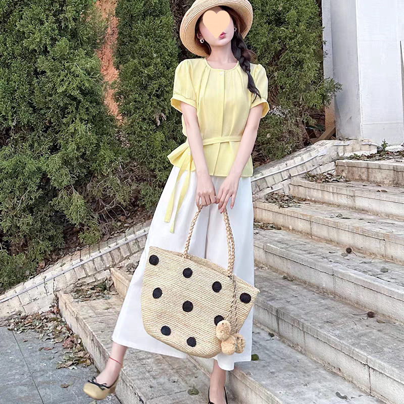 时尚阔腿裤套装女夏夏季新款洋气收腰显瘦衬衣九分裤裙两件套