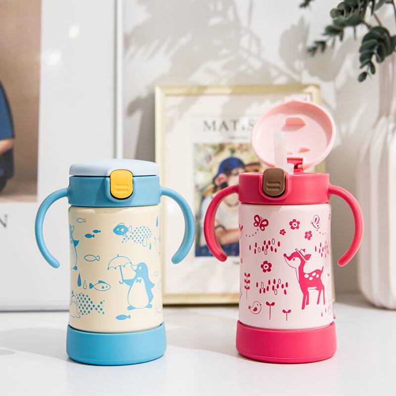 richell利其尔儿童304不锈钢保温杯吸管杯宝宝秋冬学生水杯水壶