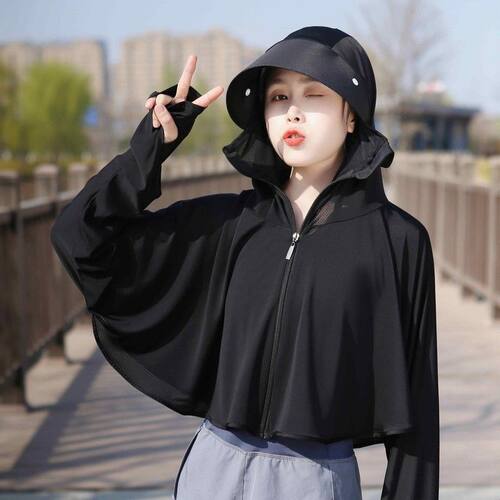 冰丝网眼防晒衣女夏2026新款蝙蝠衫防紫外透气罩衫骑电动车防晒服