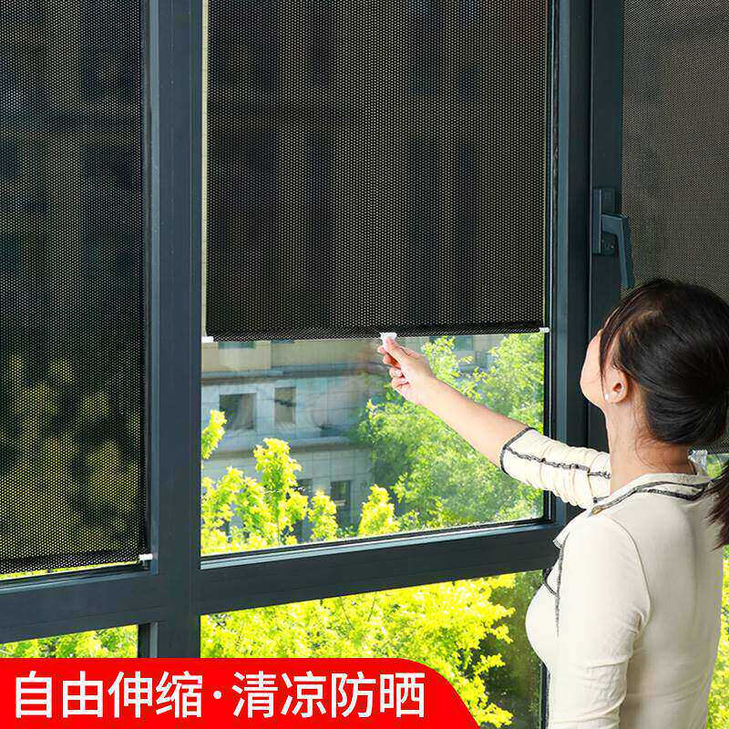 窗户遮阳网防晒隔热厨房家用窗帘阳台防盗网遮光玻璃遮挡神器客厅