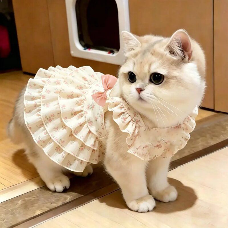 春秋薄款猫咪防掉毛蛋糕裙