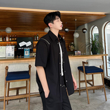 夏款设计立体解构拼接金属拉链四合扣纯色短袖衬衫C0540P70，男装衬衫，电商C219