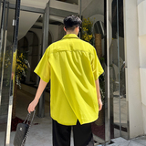 夏款原创后背开叉设计双层面料解构拼接飘逸短袖衬衫C0601P90，男装衬衫，电商C219