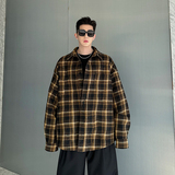 2024SS巴家oversize廓形定制褶皱格纹衬衫外套两色男女C1046P125，男装衬衫，电商C219