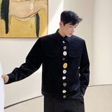 2024秋ins秀款灯芯绒异形扣新中式改良中山装短款夹克W0279P120，男装夹克，电商C219