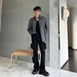 2024春款设计师立体剪裁拉链拼接黑白格子长袖衬衫C0549P100，男装衬衫，电商C219