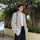 秋冬款小香宽松廓形解构割裂大版格纹毛呢垫肩西装W0454P145，男装西服，电商C219