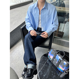 春夏设计韩版休闲短款毛边百搭长袖衬衫三色男女C0563P70，男装衬衫，电商C219