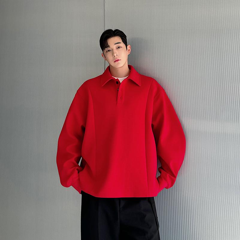 秋冬540克重磅解构美式POLO弯刀袖廓形后领刺绣卫衣W1138P125,男装T恤,电商C219