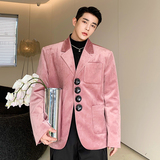 2024秋ins秀款韩版个性大扣子金丝绒面西装礼服外套W0337P125，男装西服，电商C219