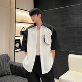 2024夏款设计立裁解构空气层针织撞色拼接短袖衬衫C0542 P80,男装衬衫,电商C219, 2024夏款设计立裁解构空气层针织撞色拼接短袖衬衫C0542 P80,男装衬衫,电商C219,