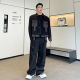 2024秋款ins黑色工装立体拼接大口袋短款夹克外套W0291P135，男装夹克，电商C219